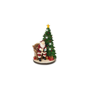 Nuvole di Stoffa Decorazione Babbo Natale su Poltrona con Albero H30 cm