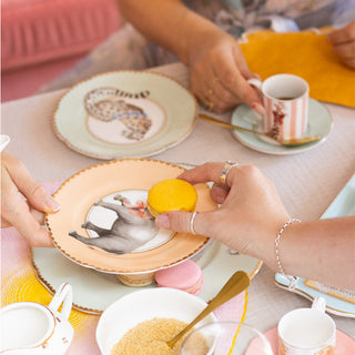 Yvonne Ellen Juego de 4 platos de té con forma de animales D.16 cm de porcelana