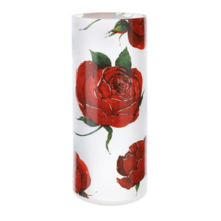 Hervit Vaso Natalizio Rose Baccarat in Vetro D12xH30 cm Bianco