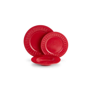 Nuvole di Stoffa Servizio Tavola Natalizio Rosso 18 Pezzi in Ceramica
