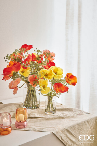 EDG Enzo De Gasperi Papavero Composizione con Foglie H53 cm Arancio