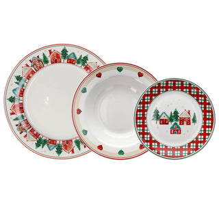 Tognana Servizio Piatti Natalizio in Porcellana Atollo Christmas Conversation 18 pezzi