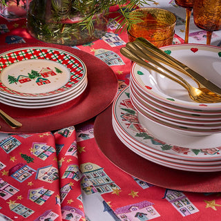 Tognana Servizio Piatti Natalizio in Porcellana Atollo Christmas Conversation 18 pezzi