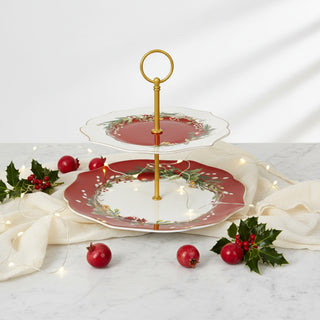 Brandani Alzata Natalizia Carol in Porcellana Rosso