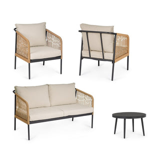 Andrea Bizzotto Felipe 4-teiliges Outdoor-Lounge-Set, Natur 