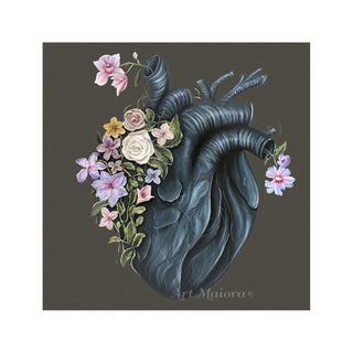 Art Maiora Quadro Flowery Heart Dipinto a Mano su Tela 100x100 cm