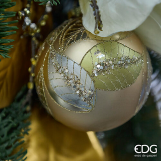 EDG Enzo De Gasperi Weihnachtskugel mit Blättern D15 cm