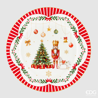 EDG Enzo de Gasperi Servizio di Piatti Natalizio 24 Pezzi Christamas in pura Porcellana