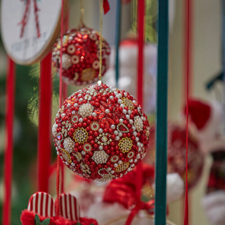 EDG Enzo De Gasperi Red Thousand Pearl Christmas Ball D12 cm