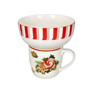 Brandani Tazza Mug Natalizia con Ciotola Le Chicche in Porcellana