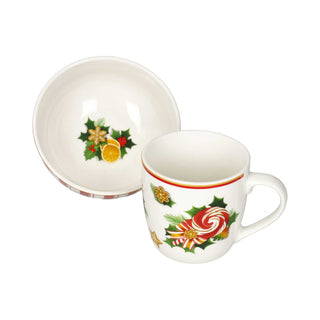 Brandani Tazza Mug Natalizia con Ciotola Le Chicche in Porcellana