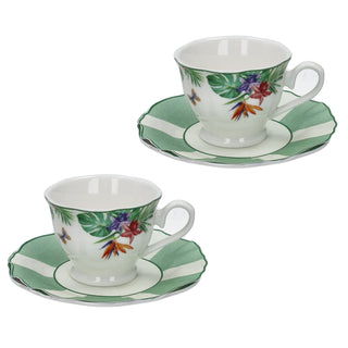 Brandani Set 2 Tazzine con Piattino Oasi in Porcellana