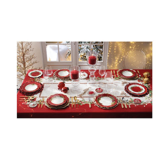 Brandani Servizio Piatti Natalizio 18 pezzi Carol New Bone Porcellana