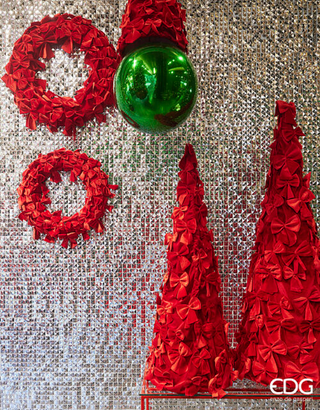 EDG Enzo De Gasperi Corona Ghirlanda New con Fiocchi Rosso D60 cm