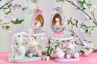 EDG Enzo De Gasperi Decoro Coniglio con Pulcino H32 cm