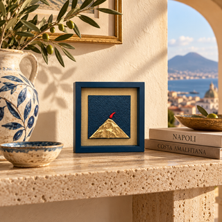 Alleria Quadro Artigianale Vesuvio Contemporaneo 20x20 cm Blu Ottanio