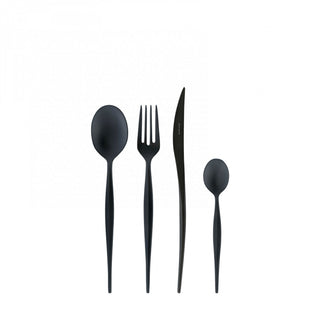 Bugatti 24 Piece Cutlery Set Natura Stainless Steel Black PVD Finish Sandblasted