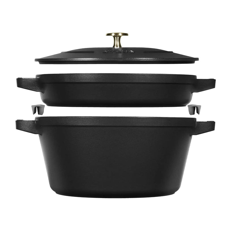 Staub Cocotte set pieces stackable cast iron 24 cm Black – Le Gioie