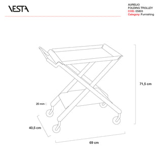 Vesta Aurelio Folding Trolley in Acrylic Crystal