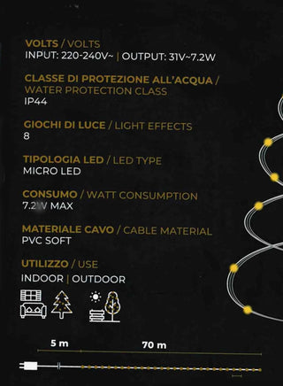 XONE Catena 2000 Microled per albero di Natale Modellabile 140 metri