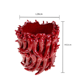 Dino Bianchi Vaso Spicy Peperoncini Rosso in ceramica H32 cm