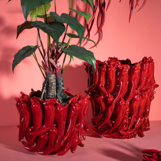 Dino Bianchi Vaso Spicy Peperoncini Rosso in ceramica H32 cm