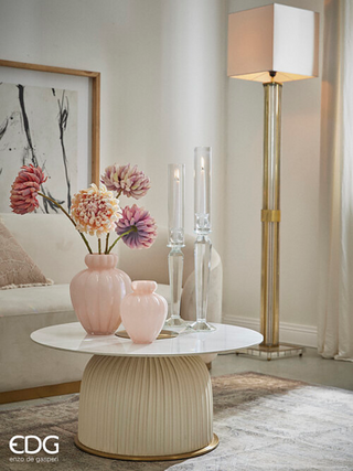 EDG Enzo De Gasperi Vaso Chignon H28 cm in Vetro Rosa