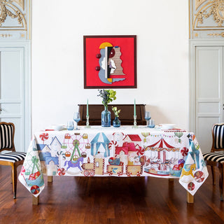 The Napking Mantel navideño Circus, mantel de lino, 180x270 cm