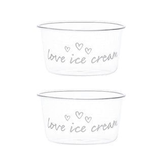 Simple Day Set 2 Glass Cups Love Ice Cream 20cl