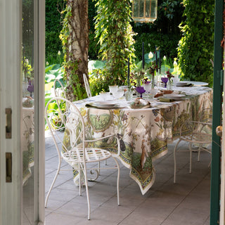 Tessitura Toscana Telerie Tovaglia Bunny Garden 170x360 cm in Lino