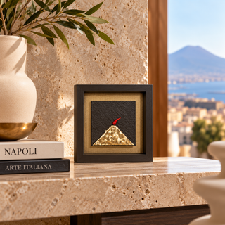 Alleria Quadro Artigianale Vesuvio Contemporaneo 14x14 cm Grigio Scuro