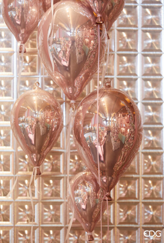 EDG Enzo De Gasperi Weihnachtsbaum-Ballondekoration aus rosa Glas, H 32 cm