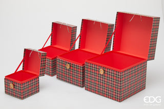 EDG Enzo de Gasperi Set of 4 Red Tartan Gift Boxes