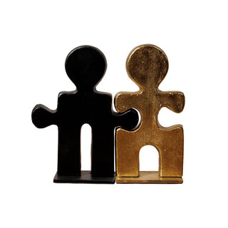 Chehoma Escultura Pareja Puzzle Negro y Oro 25×6×20 cm