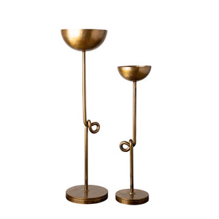 Chehome Set 2 Nihal Candle Holders in Patinated Brass