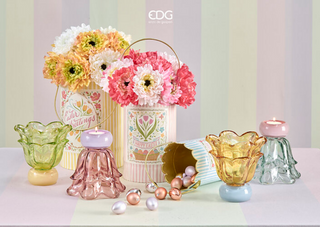 EDG Enzo De Gasperi Set 3 Vasi Righe Mix Cilindro con Manico