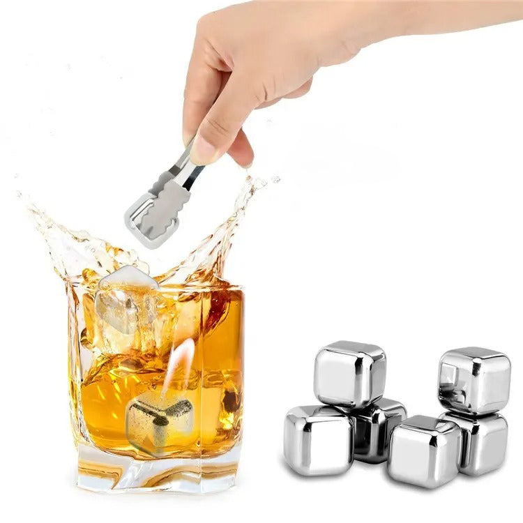 Set Regalo Pietre Per Whisky - 6 Cubetti Refrigeranti In Acciaio Inox Set Regalo Pietre Per Whisky - 6 Cubetti Refrigeranti In Acciaio Inox