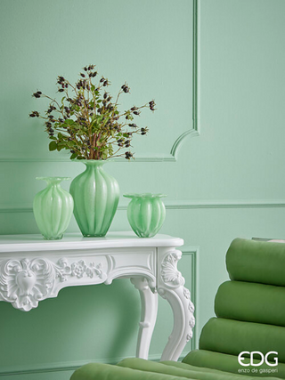 EDG Enzo De Gasperi Vaso Blossom H31,5 D21 cm in Vetro Verde