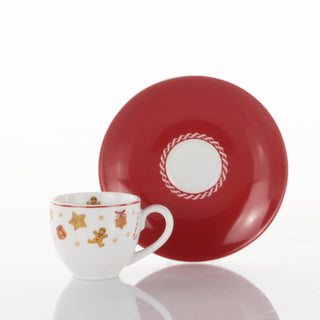 Weissestal Set 2 Tazzine da Caffè Natalizie con Piattino in Porcellana