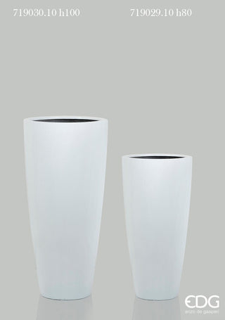 EDG Enzo De Gasperi Vaso Alto Rotondo Vetroresina Oro H100 cm Bianco