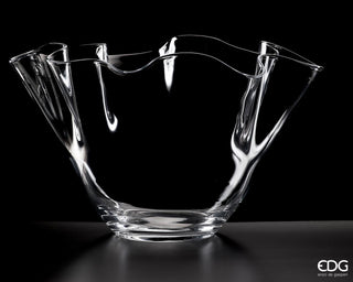 EDG Enzo De Gasperi Vaso Centrotavola Drappo in Vetro H28 D44 cm Trasparente