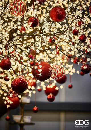 EDG Enzo de Gasperi Bola de Navidad Grande de Polietileno con Purpurina Roja D25 cm