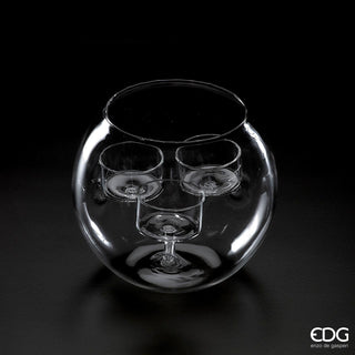 EDG Enzo De Gasperi Sphere Candle Holder x3 in Glass H13 cm