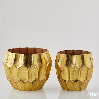 EDG Enzo De Gasperi Set of 2 Gold Metal Vases