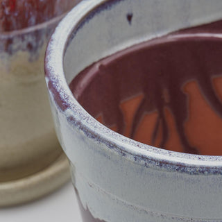EDG Enzo De Gasperi Offerta set 4 Vasi Glaze Svasati con Sottovaso in Ceramica H35 cm Multicolor