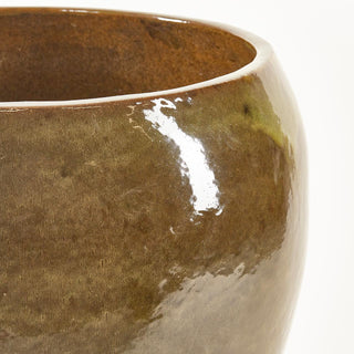 EDG Enzo De Gasperi Vaso Glaze Bombato H42 cm Oliva