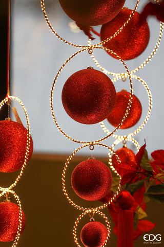 EDG Enzo de Gasperi Bola de Navidad Grande de Polietileno con Purpurina Roja D15 cm