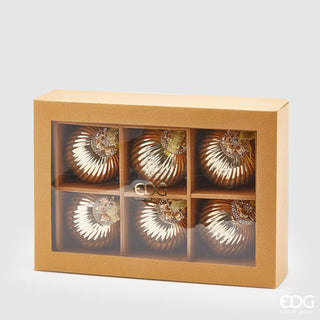 EDG Enzo De Gasperi Christmas Bauble Glass Jewel Stripes D10 Gold