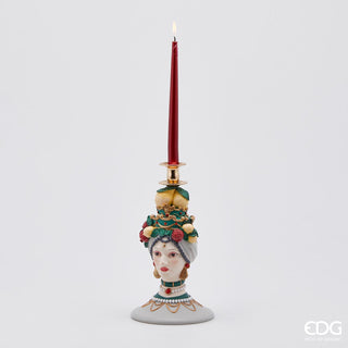 EDG Enzo De Gasperi Candle Holder Sicily Poly Green H31 cm