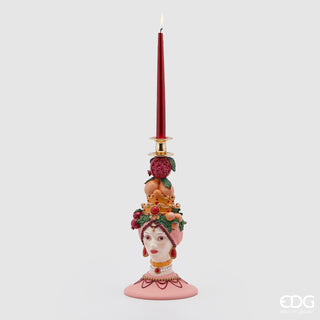 EDG Enzo De Gasperi Candle Holder Sicily Pomegrane Pink H36 cm